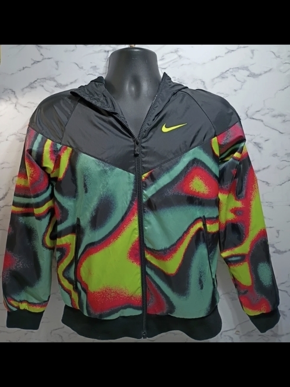 Nike Black Multi Neon Print Hooded Windbreaker